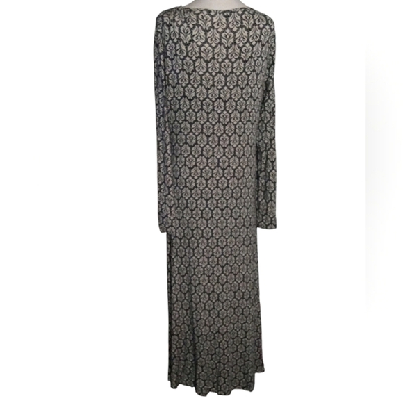 Soft Surroundings Black White Faux Wrap Front Jersey Knit Maxi Dress Size Medium - Picture 5 of 9